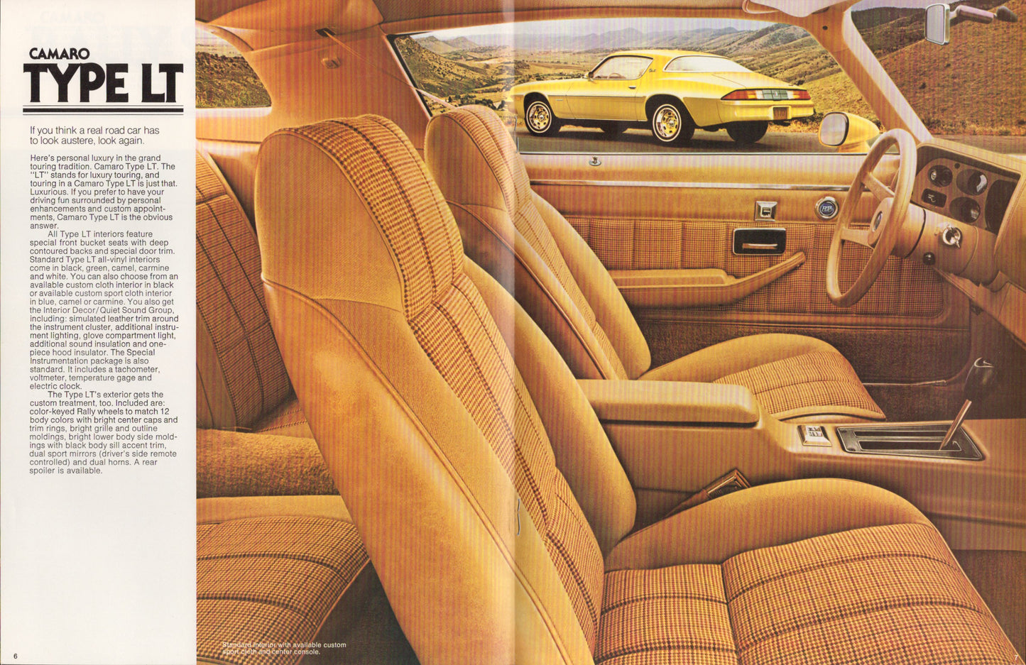 1978 Camaro interior with yellow exterior in the background