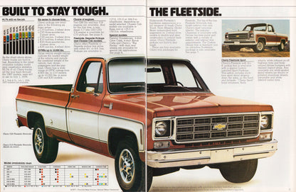 Vintage advertisement for a Chevrolet truck with text about durability and fleet use.