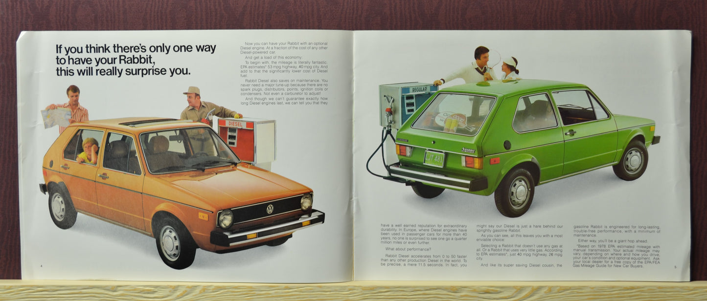 1978 Volkswagen Rabbit Dealer Brochure - Classic Automotive Literature, fuels