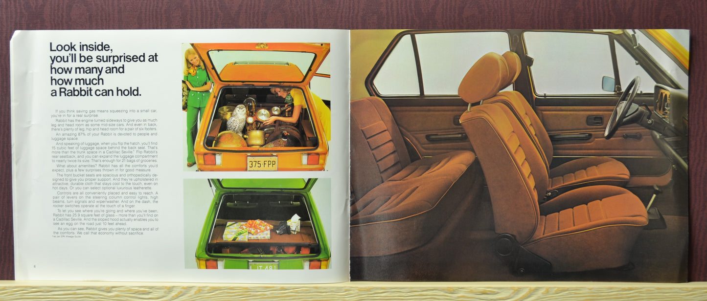 1978 Volkswagen Rabbit Dealer Brochure - Classic Automotive Literature, interior