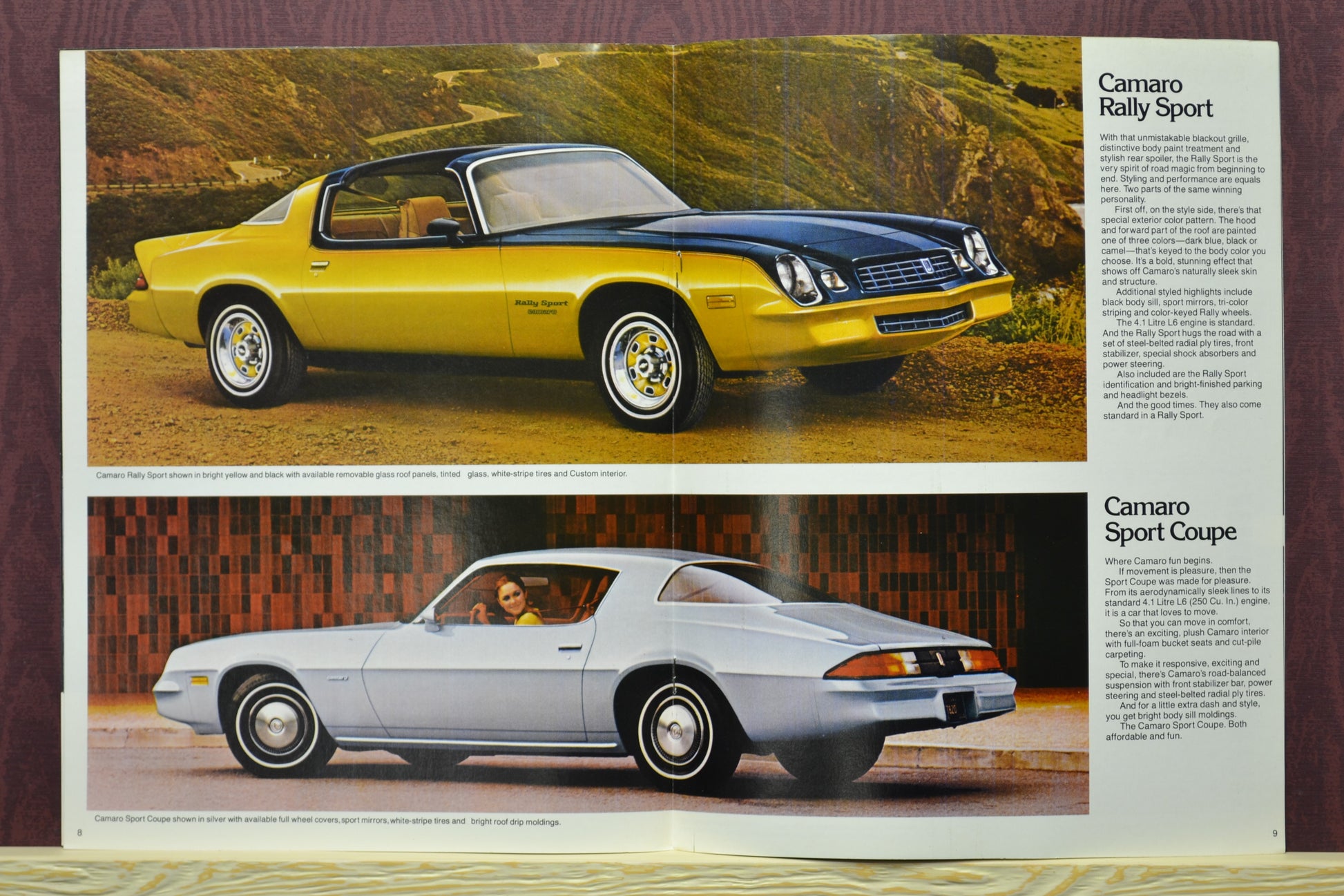 1979 Chevrolet Camaro ad brochure, rally sport and sport coupe