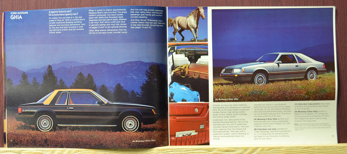 Mustang Foxbody  Ghia 2door and 3 door Brochure Spread | John Barnes Collection