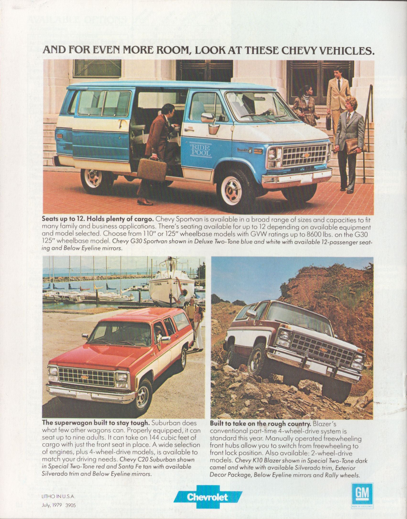 1980 Chevrolet Wagons original dealer brochure featuring Caprice Malibu Suburban and Blazer back page