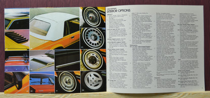 Interior pages of the 1980 Ford Mustang dealer brochure, showing the exterior options