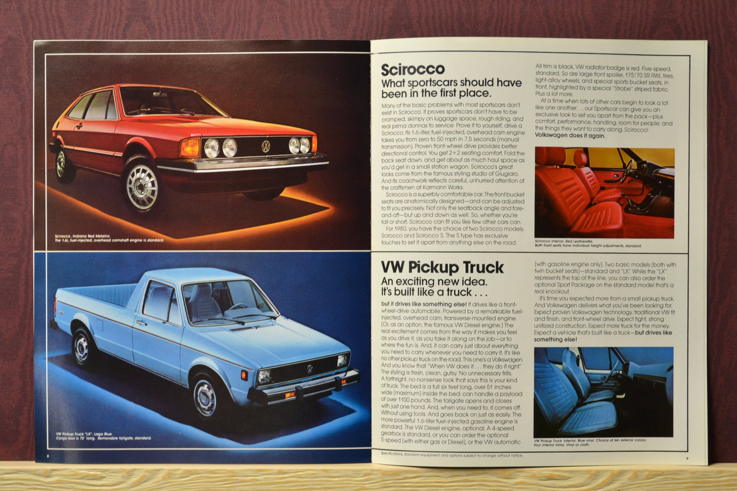 1980 Volkswagen Dealer Brochure, Scirocco and Pick up truck