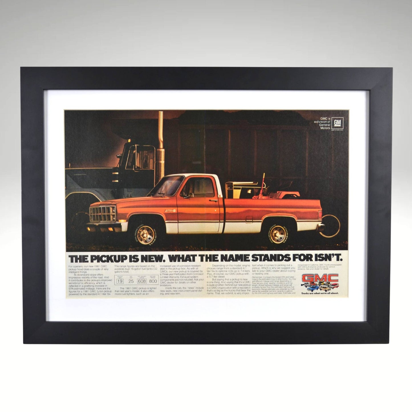 Framed 1981 GMC Truck Framed Print | Squarebody GMC Pickup & The General