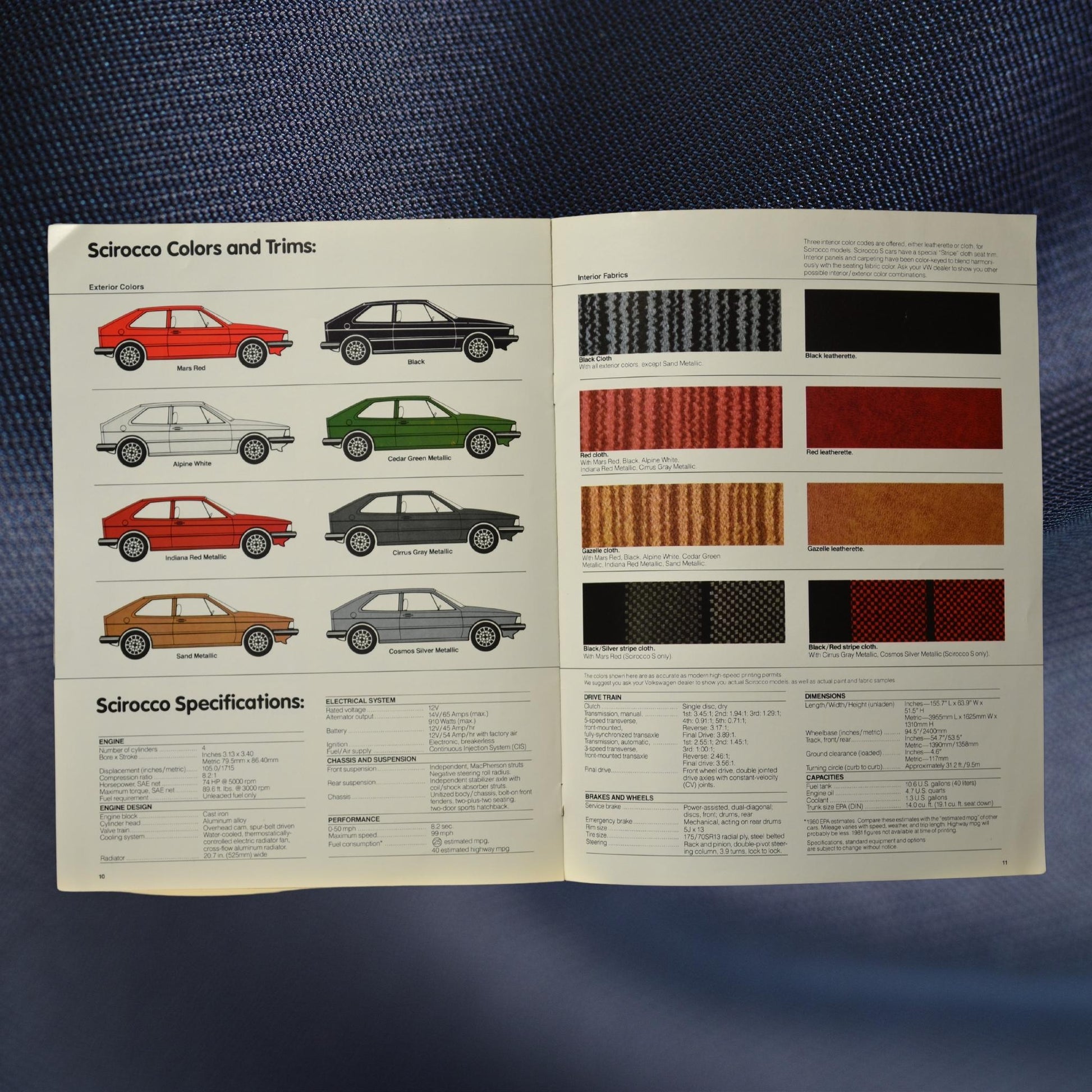 1981 VW Scirocco Ad Brochure | Vintage Automotive Collectible 10-11