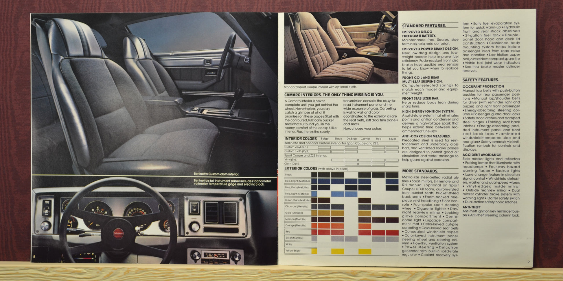 1981 Camaro ad brochure, interiors and colors