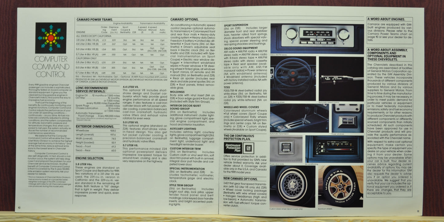 1981 camaro ad brochure, options