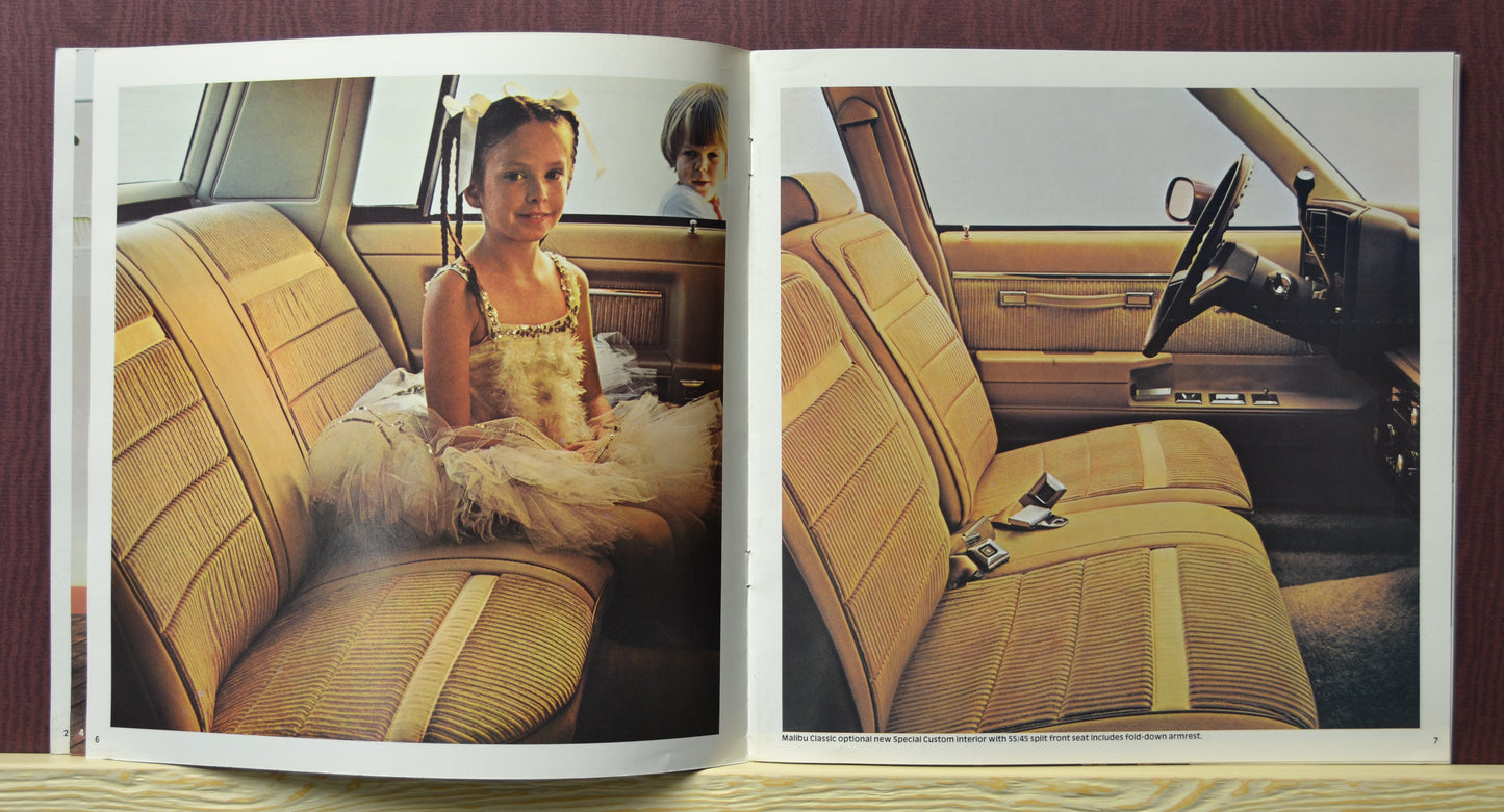 interior pages 1981 Chevy Malibu classic brochure showing special custom interior