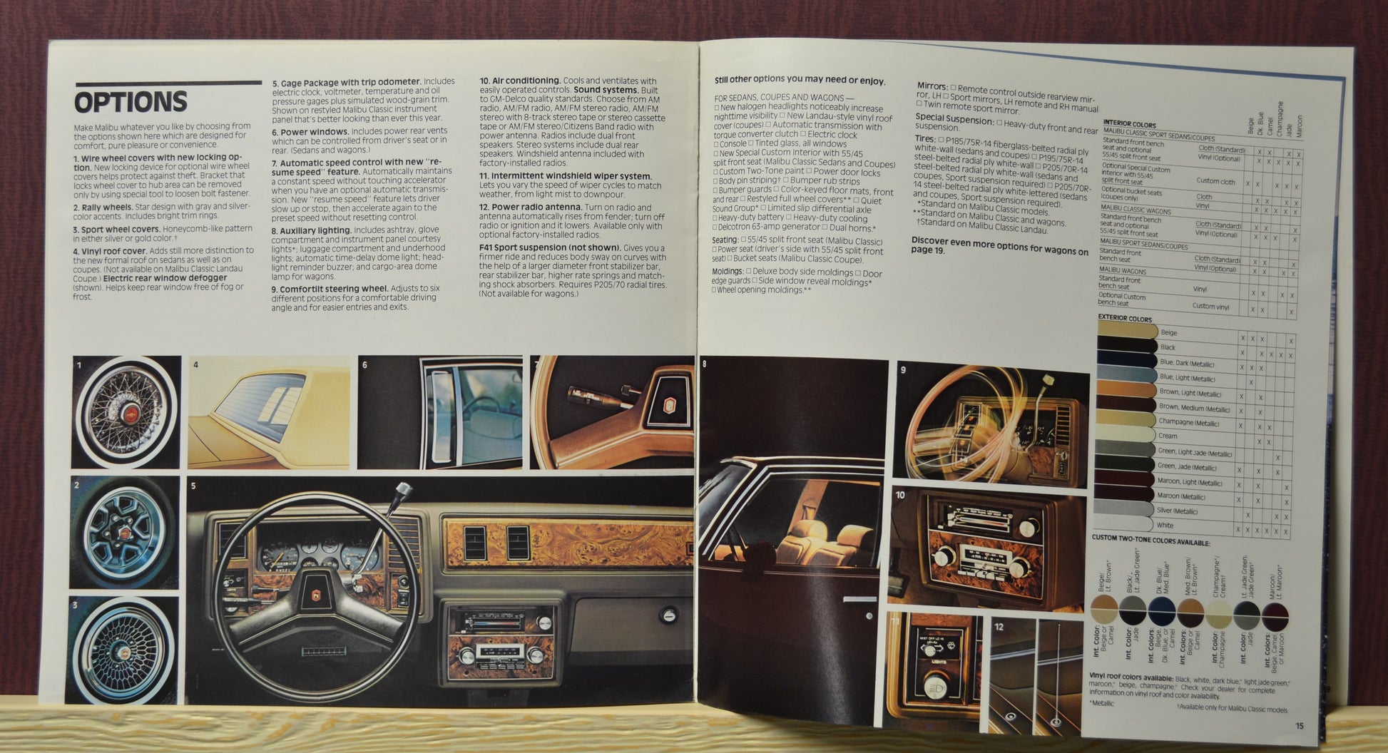 interior pages 1981 Chevy Malibu  brochure showing vehicle options