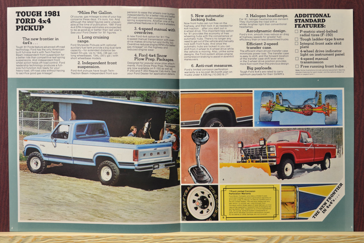 Interior pages of the 1981 Ford brochure highlighting the new frontier in 4x4's