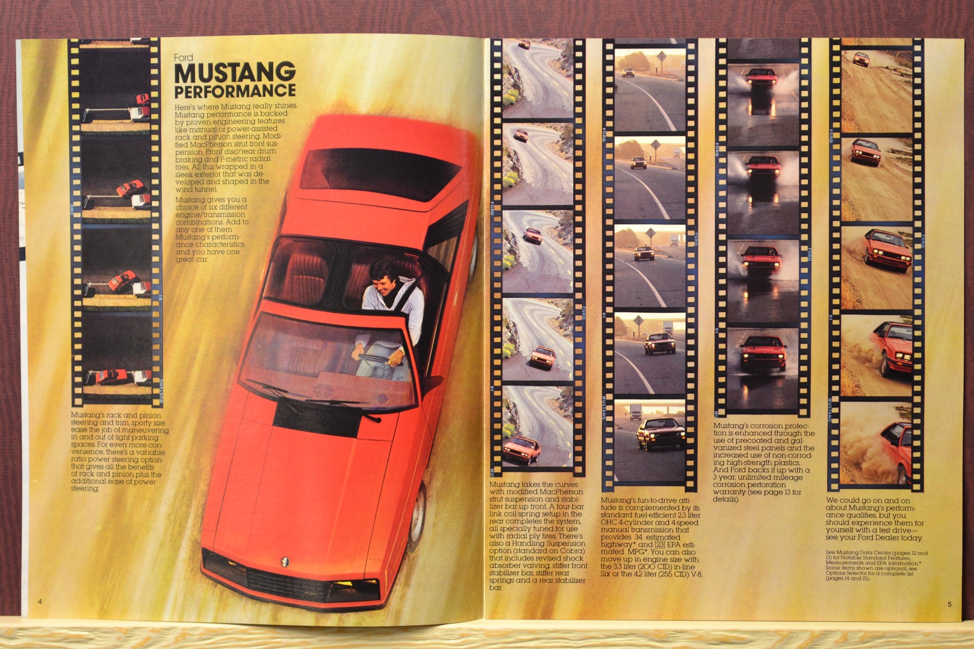 1981 Ford Mustang brochure interior pages featuring the Mustang performance