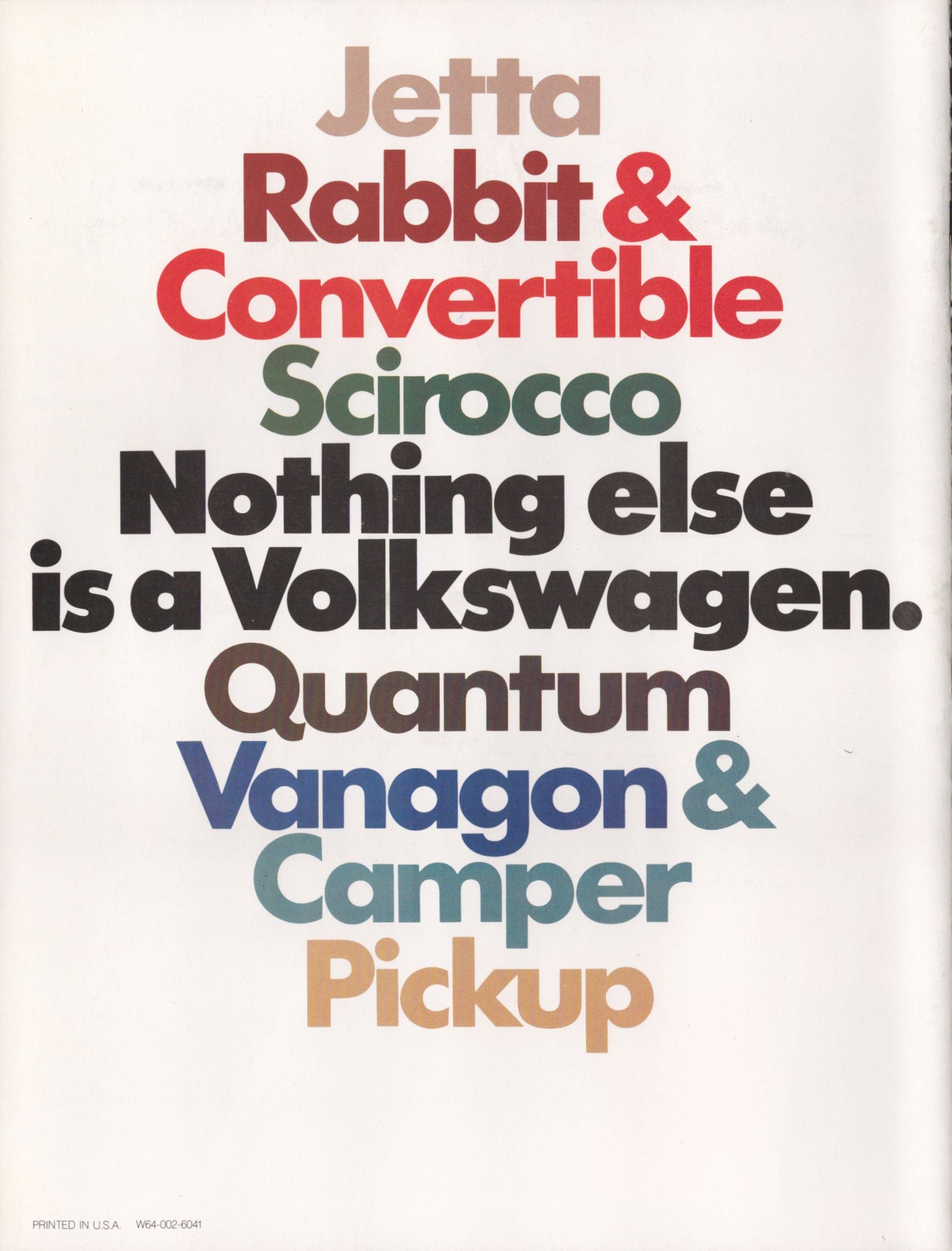 1982 Volkswagen Vanagon Camper advertisement back cover