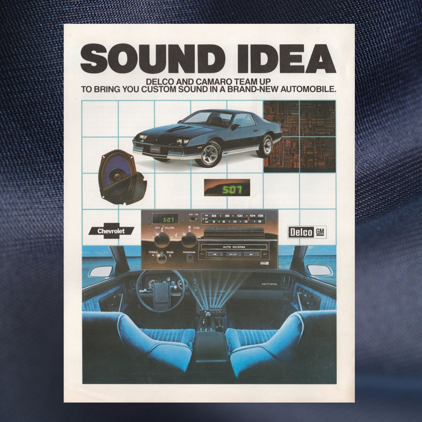 1982 Chevrolet Camaro Delco GM Sound original dealer brochure featuring factory audio system