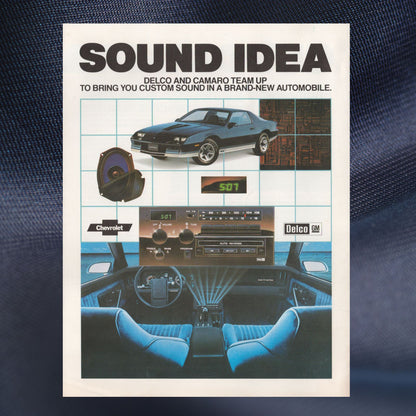 1982 Chevrolet Camaro Delco GM Sound original dealer brochure featuring factory audio system