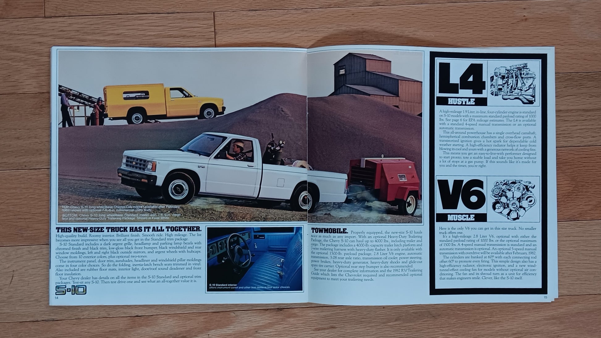 1982 Chevrolet S-10 pickup truck dealer brochure Tahoe Durango Sport 20 page sales literature vintage Chevy truck engine options