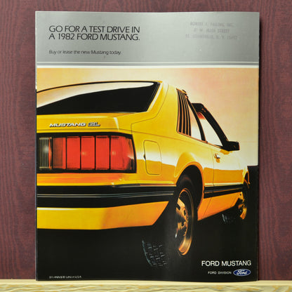 Back page of the 1982 Ford Mustang  brochure 