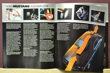 Interior pages of the 1982 Ford Mustang brochure showing the Mustang  Foxbody technology