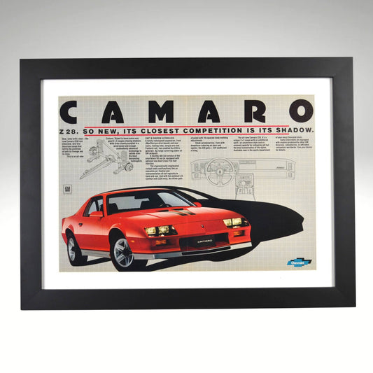 1982 Chevrolet Camaro Z28 red ad closest competition shadow framed print
