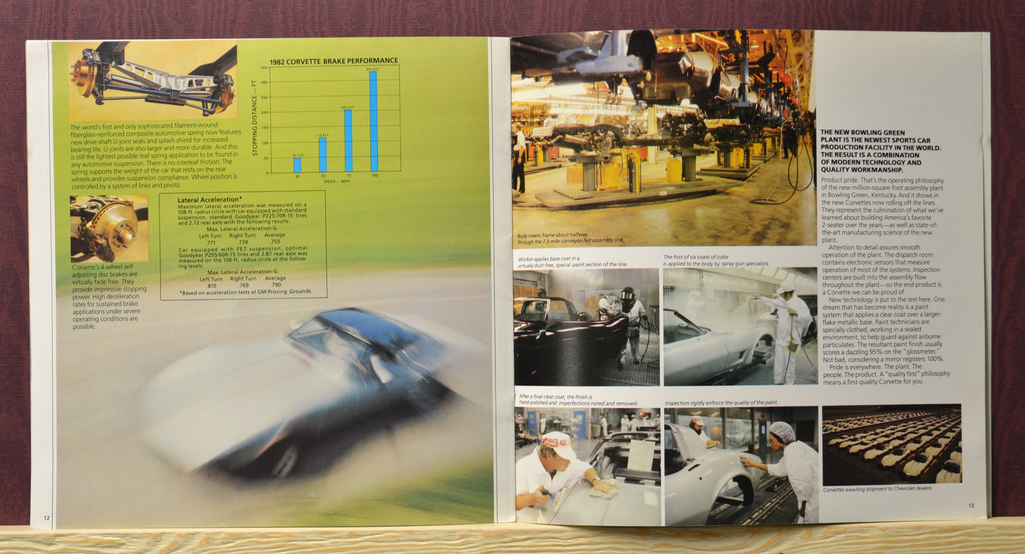 1982 Chevrolet Corvette brochure showing Bowling green assy. plant