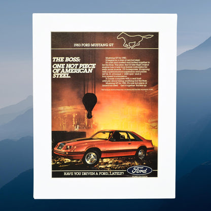 1983 Ford Mustang Foxbody Print Ad,  Classic Car wall art