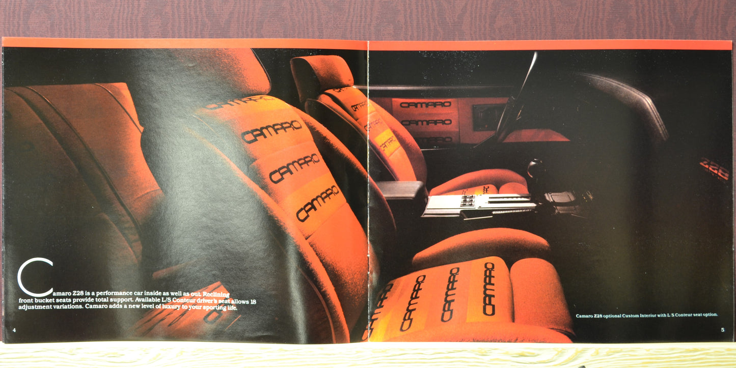 1983 Chevy Camaro dealer brochure ad, interior