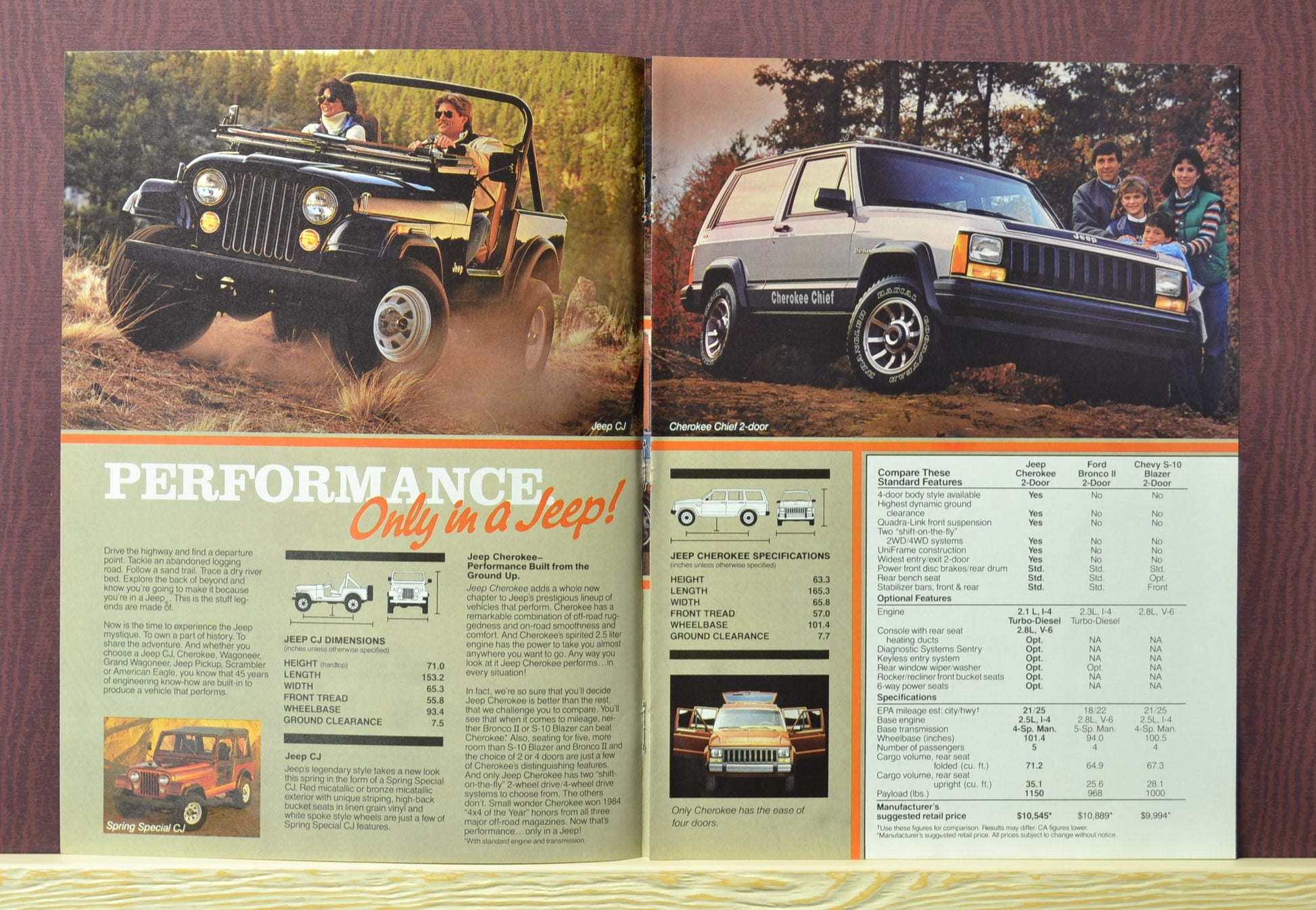 1984 Jeep Sales Brochure – Cherokee, CJ, Comanche Truck | Vintage Jeep Ad 2-3