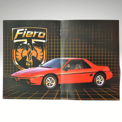 Bold red Fiero against a gold grid with Fiero emblem