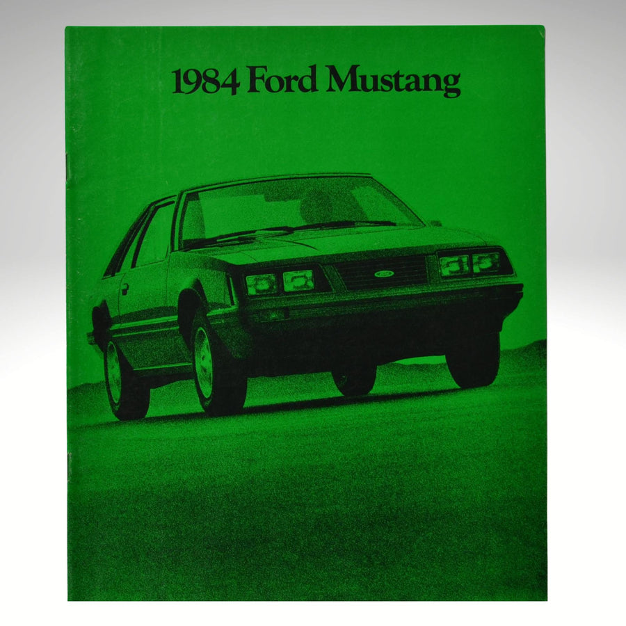 1984 Ford Mustang brochure cover with green background