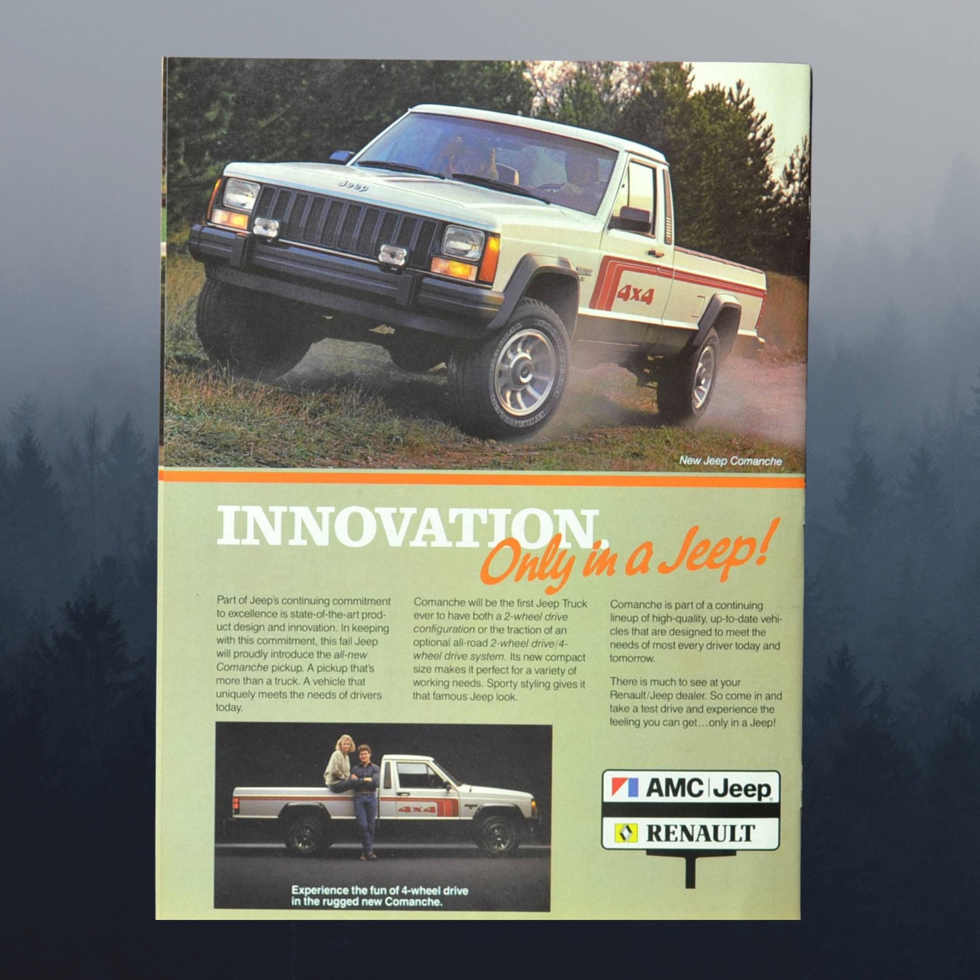 1984 Jeep Sales Brochure – Cherokee, CJ, Comanche Truck | Vintage Jeep Ad back page