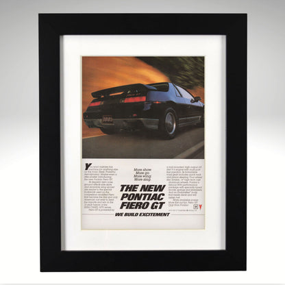 1985 Pontiac Fiero GT framed vintage advertisement black frame 12x15