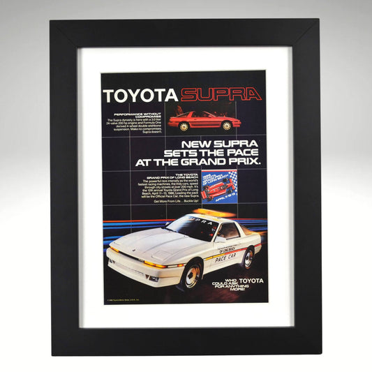 1986 Toyota Supra long beach grand prix pace car ad framed 12x15 print