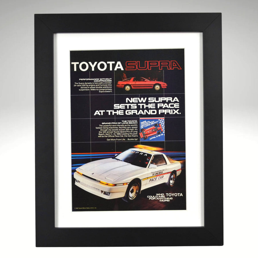1986 Toyota Supra long beach grand prix pace car ad framed 12x15 print