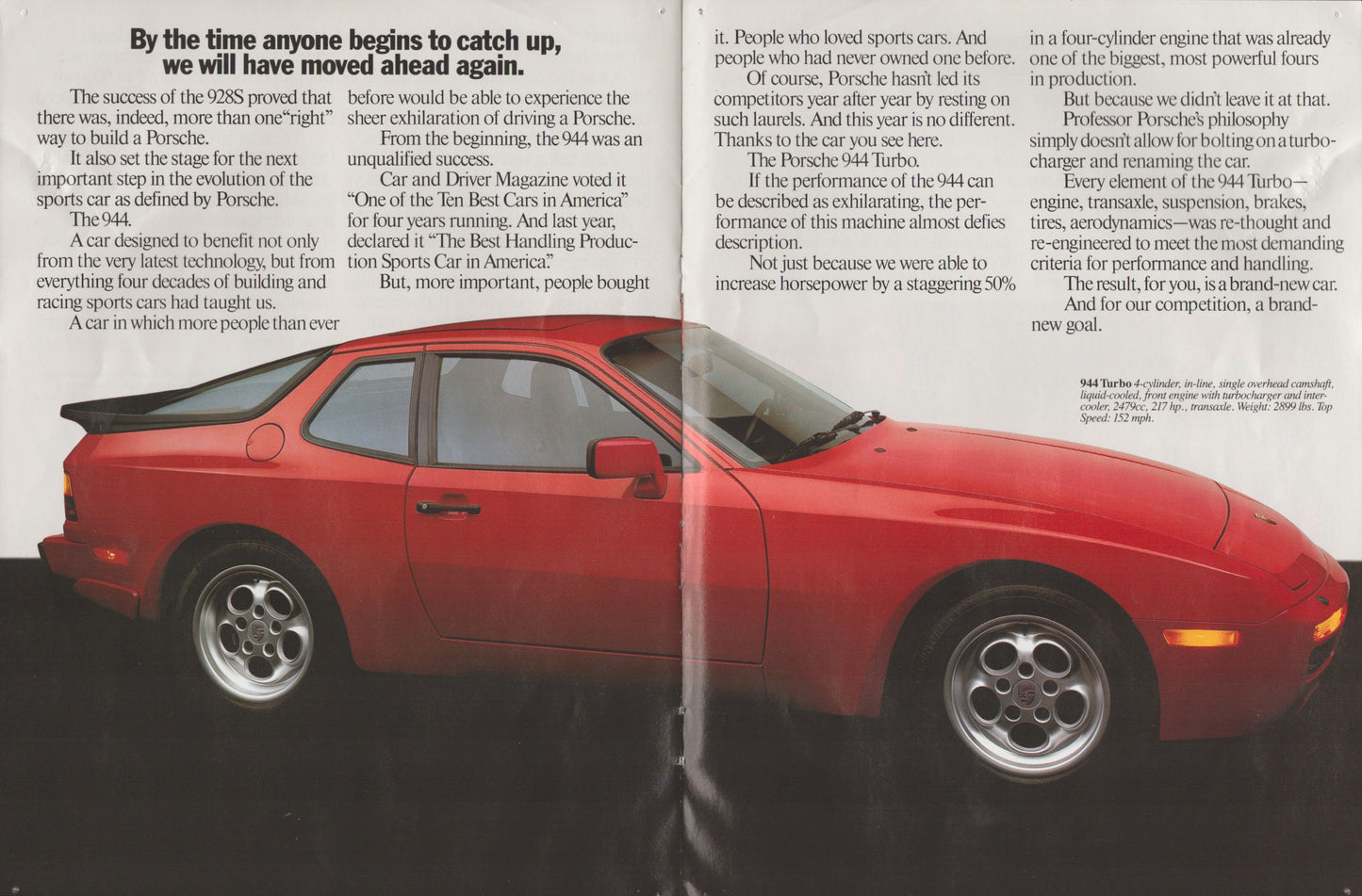 1986 Porsche 944 brochure red grand touring coupe factory literature