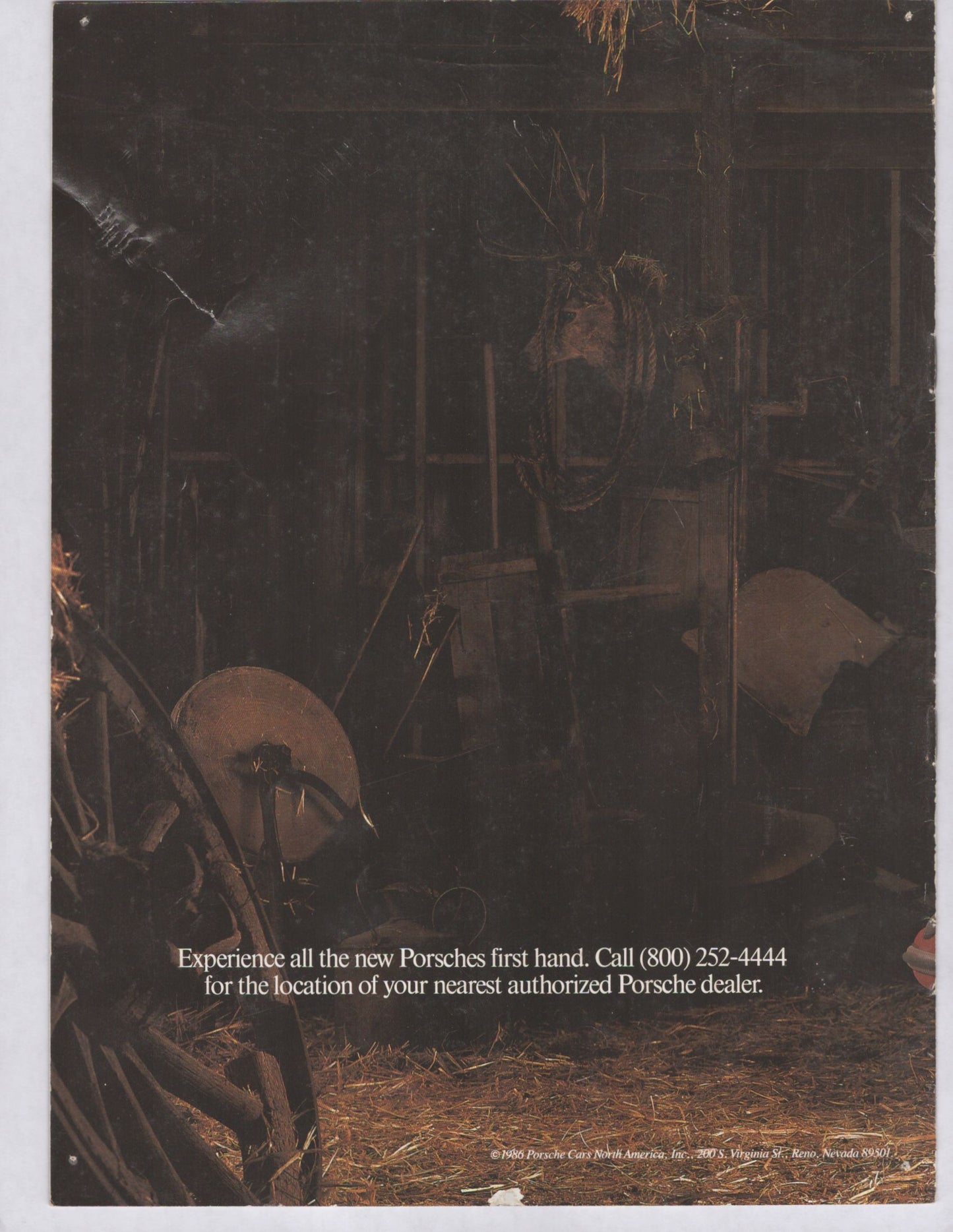 1986 Porsche sales brochure rear cover dealer literature