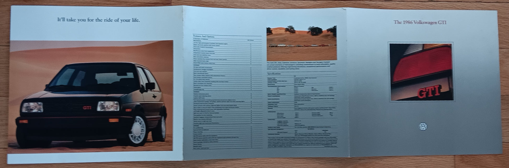 986 Volkswagen GTI brochure specifications features options original six page bi-fold