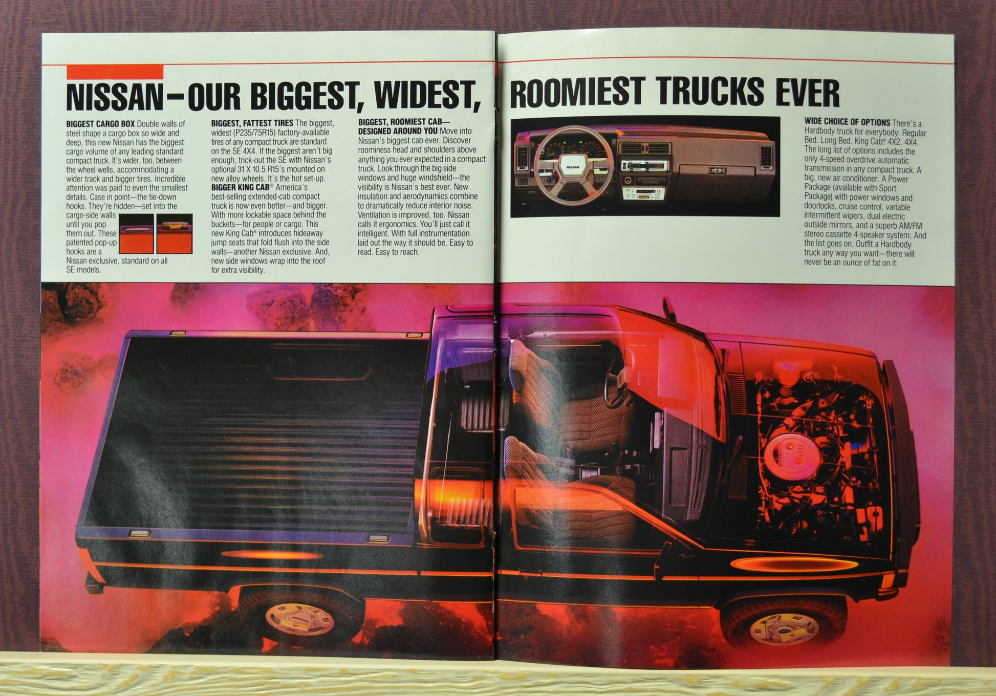 Nissan interior and cutaway layout from 1986 pickup brochure

