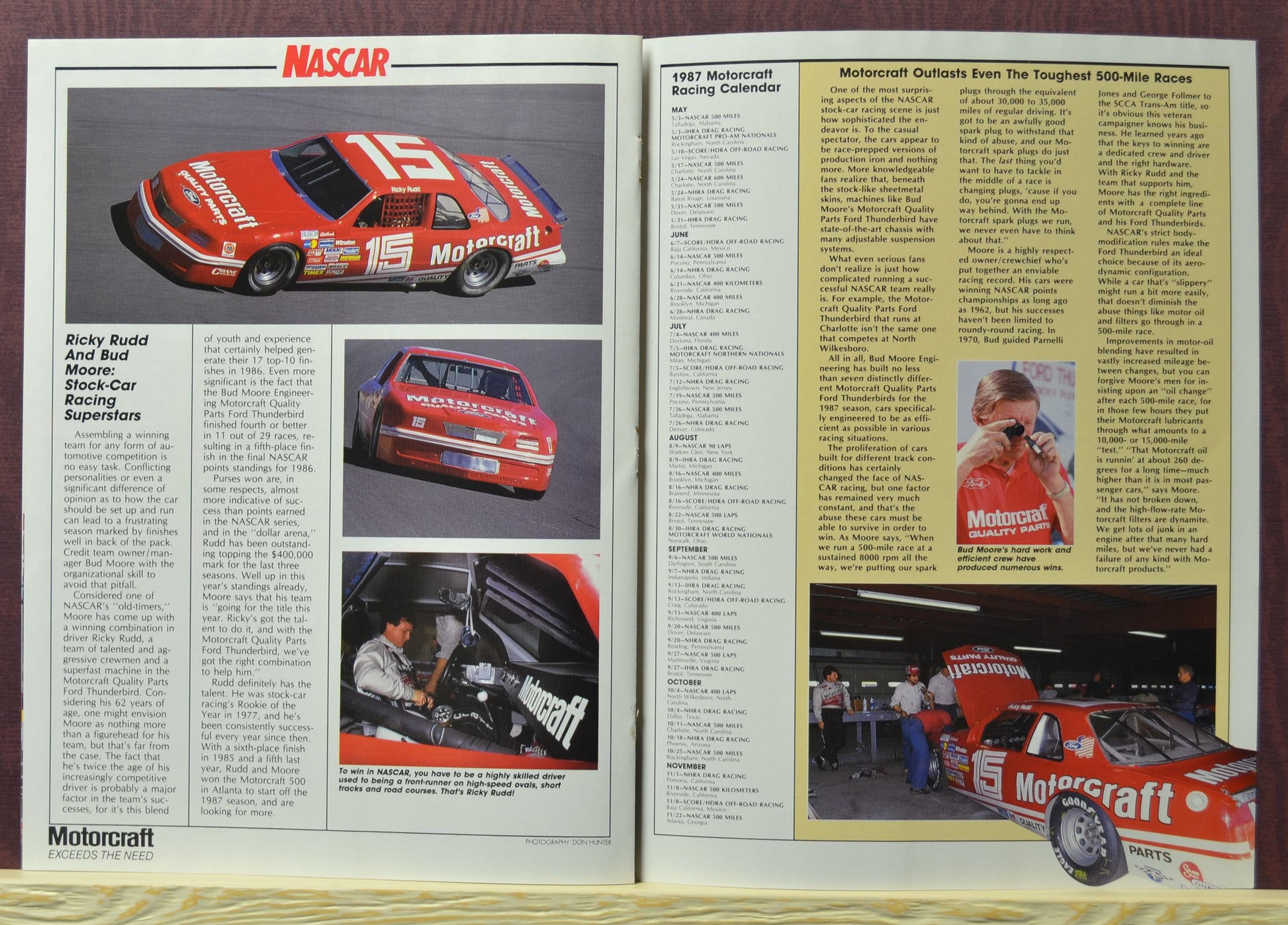 Page with racing legends including Bob Glidden and Ricky Rudd