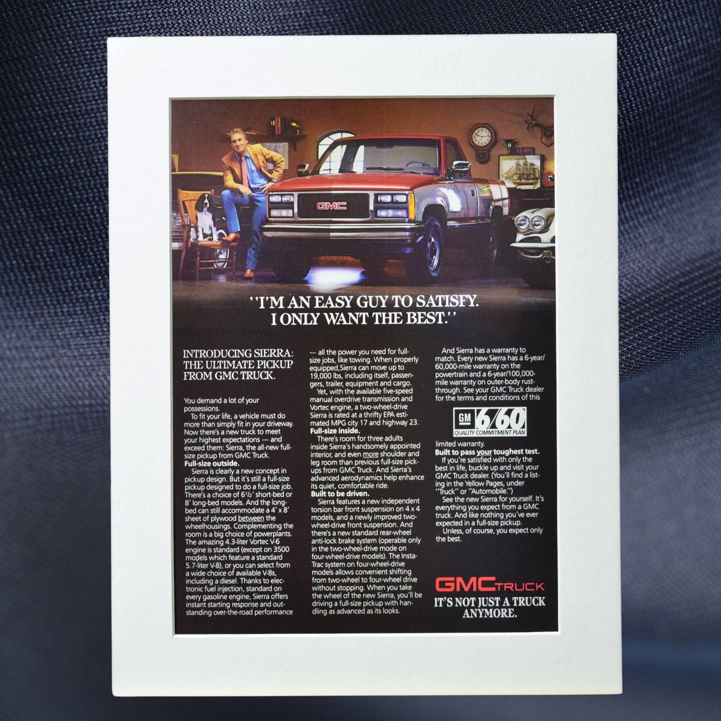 1987 GMC Sierra vintage print ad – classic pickup truck wall art, GMC collectibles