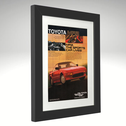 1987 Toyota MR2 framed vintage print 12x15 mid engine sports car wall art garage decor