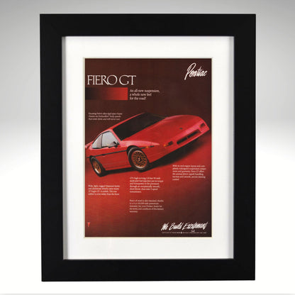 1988 Pontiac Fiero GT framed vintage advertisement black wood frame 12x15