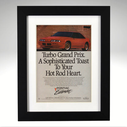 1989 Pontiac Turbo Grand Prix red car original ad framed print