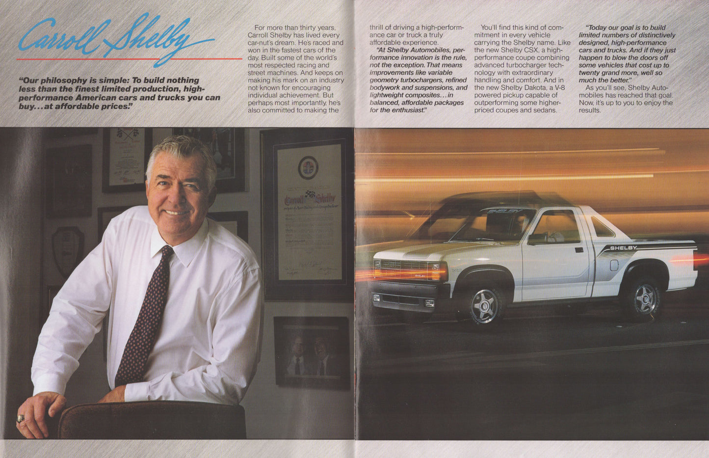 1989 Shelby CSX Carroll Shelby dealer brochure interior