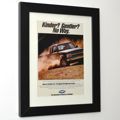 1991 Chevrolet S-10 Vintage Truck Ad, side view, framed