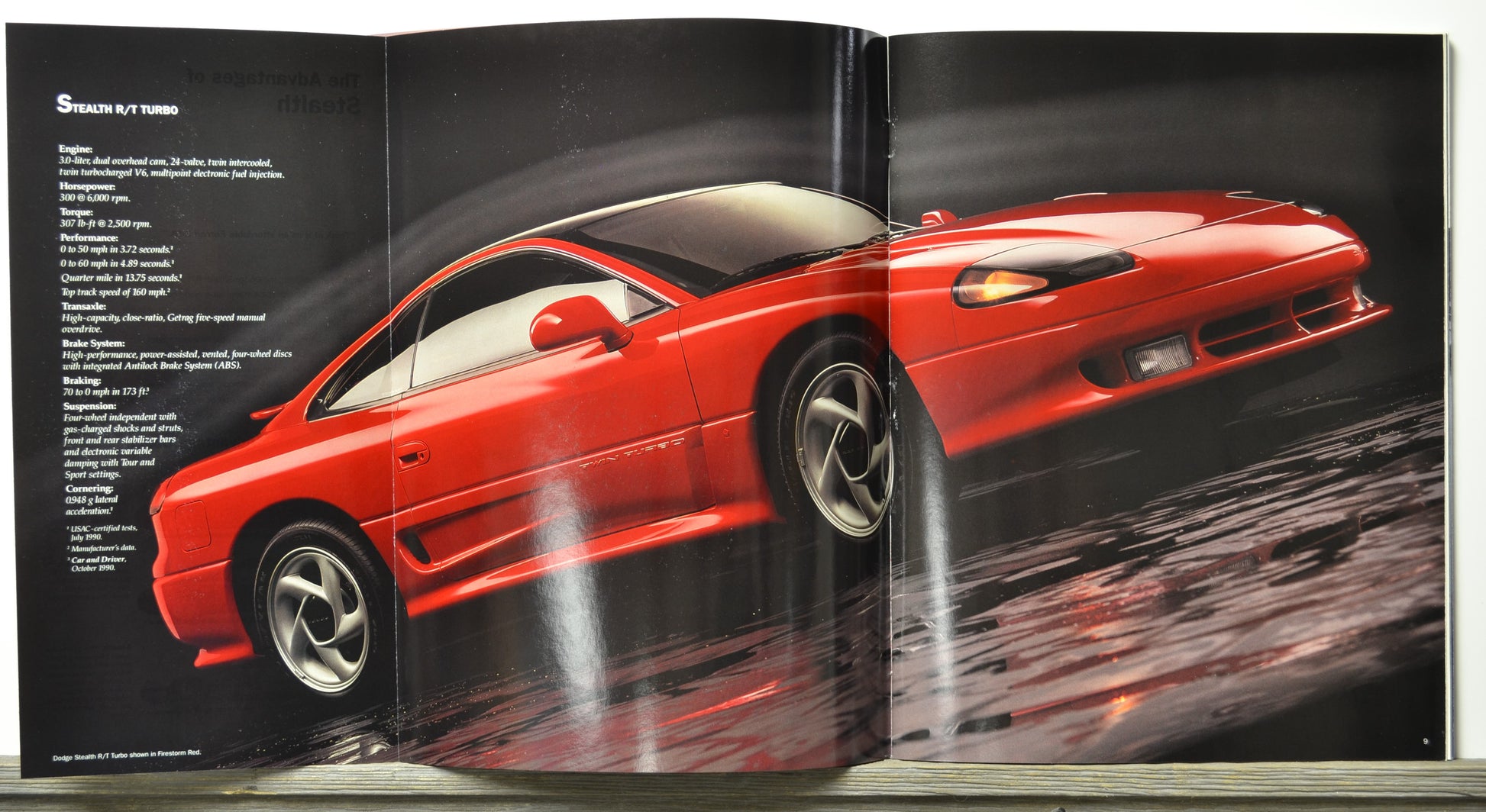 1992 Dodge Stealth R/T Turbo dealer brochure twin turbo V6 specs interior pages Mopar collectibles