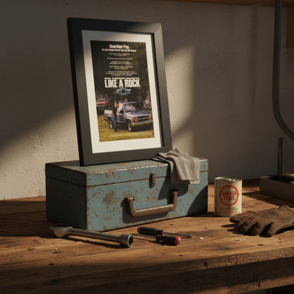 1992-chevy-pickup-like-a-rock-overtime-pay-framed-print-truck-art side view