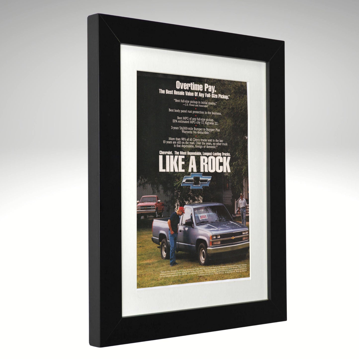 1992-chevy-pickup-like-a-rock-overtime-pay-framed-print