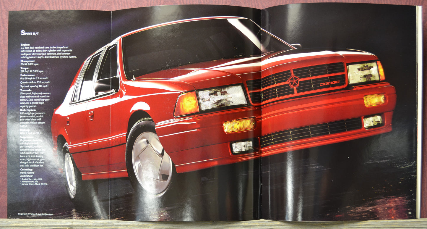 Red 1992 dodge spirit R/T on a black background with visible text on the left side