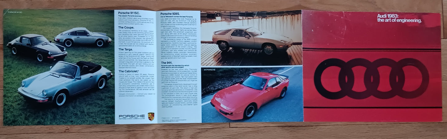 1983 Porsche Audi dealer brochure 911SC 928S Quattro Coupe GT Audi 5000 Turbo sales literature inner pages